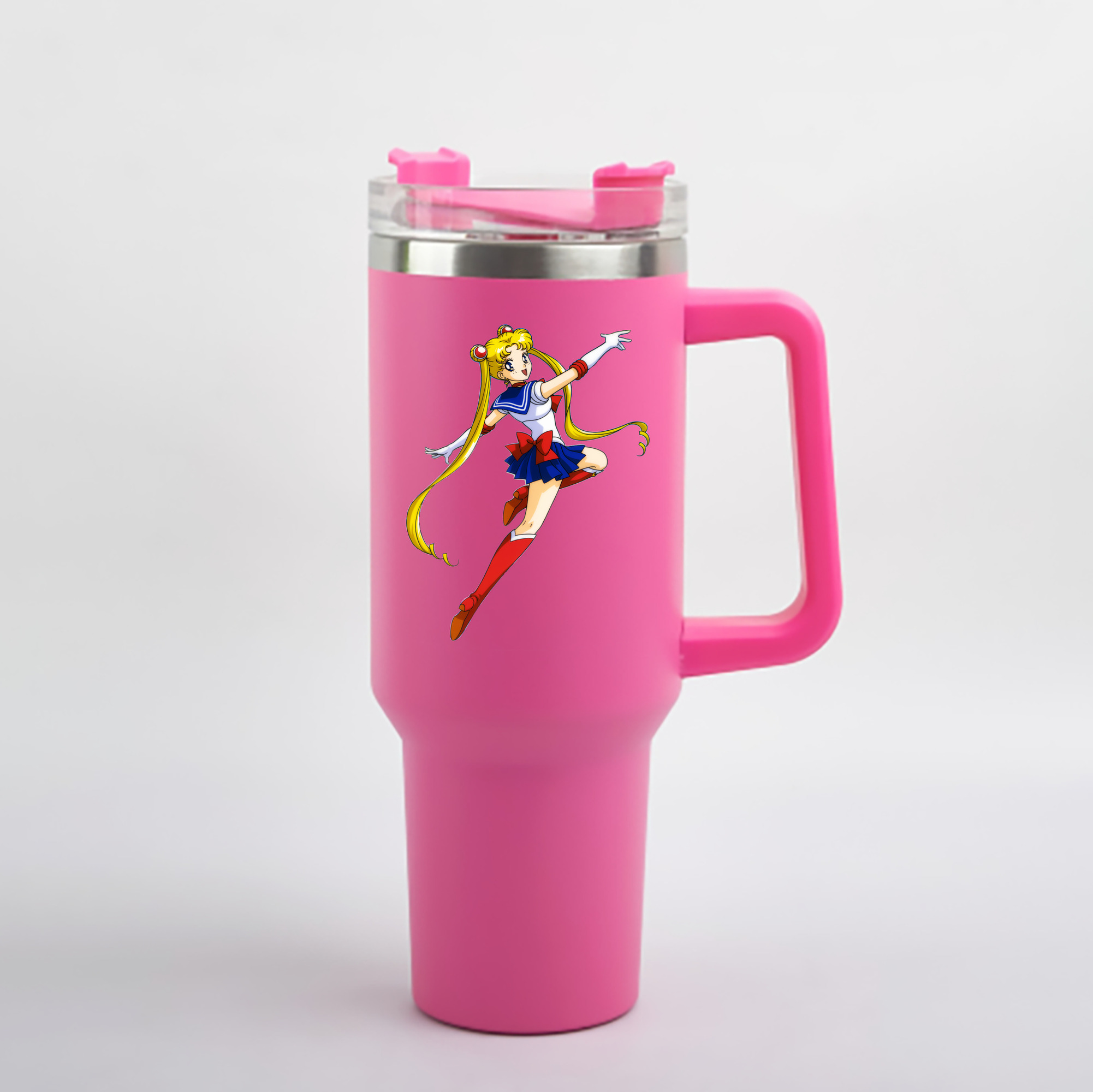 （画像用） 美少女戦士セーラームーン 月野 うさぎ つきの うさぎ Sailor Moon Tsukino Usagi 1200mL車用タンブラー - クリスタルステッカー（プラスチックストロー付き）